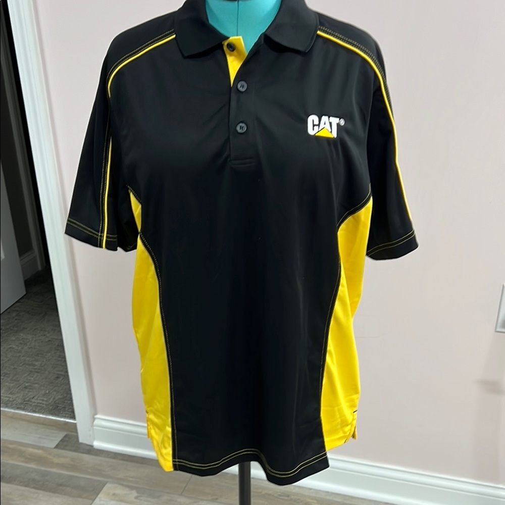 Men's Caterpillar Black and Yellow Polo Shirt